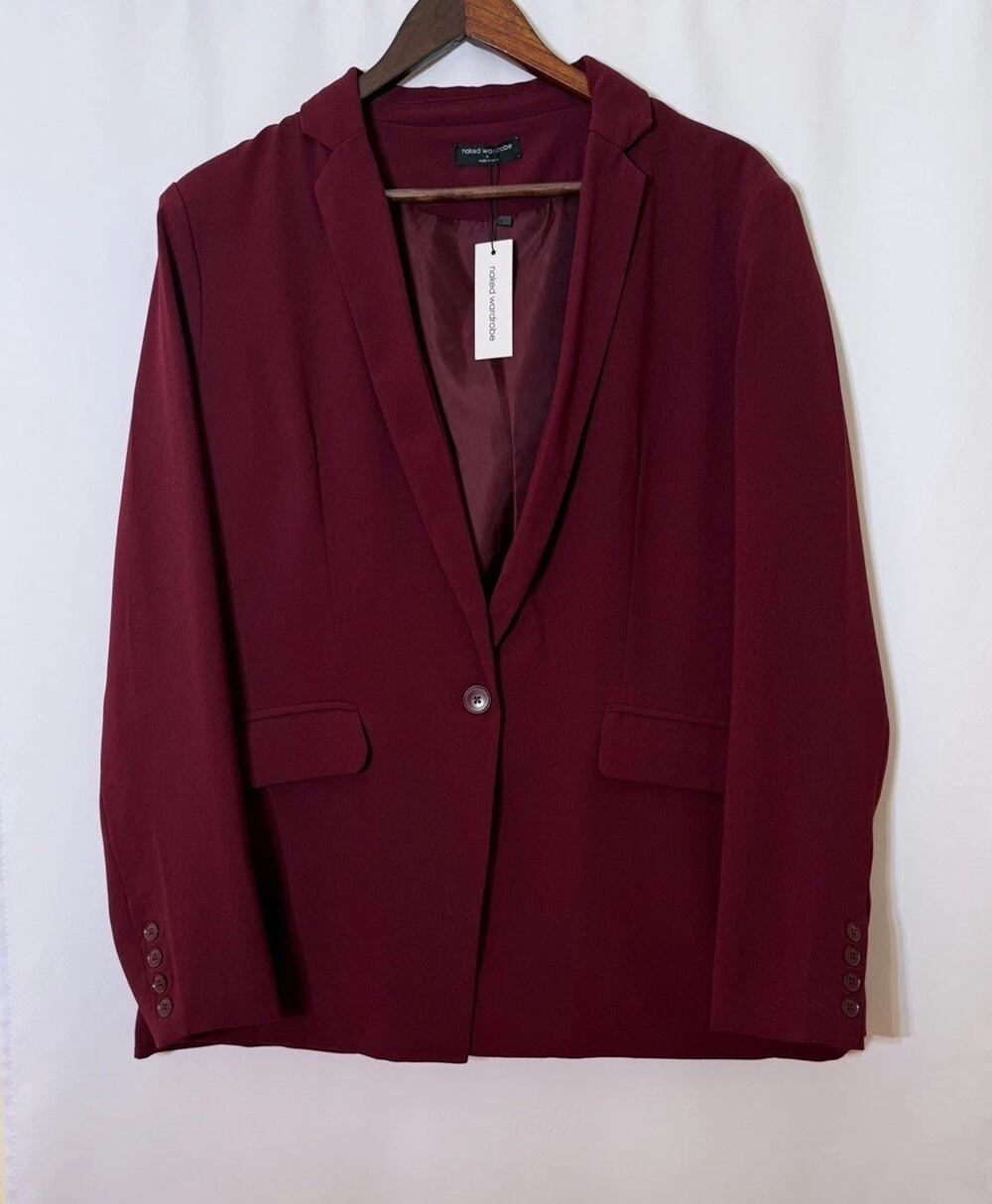 Sz Medium  Naked Wardrobe Burgundy Women’s Blazer Spring Summer Office Work